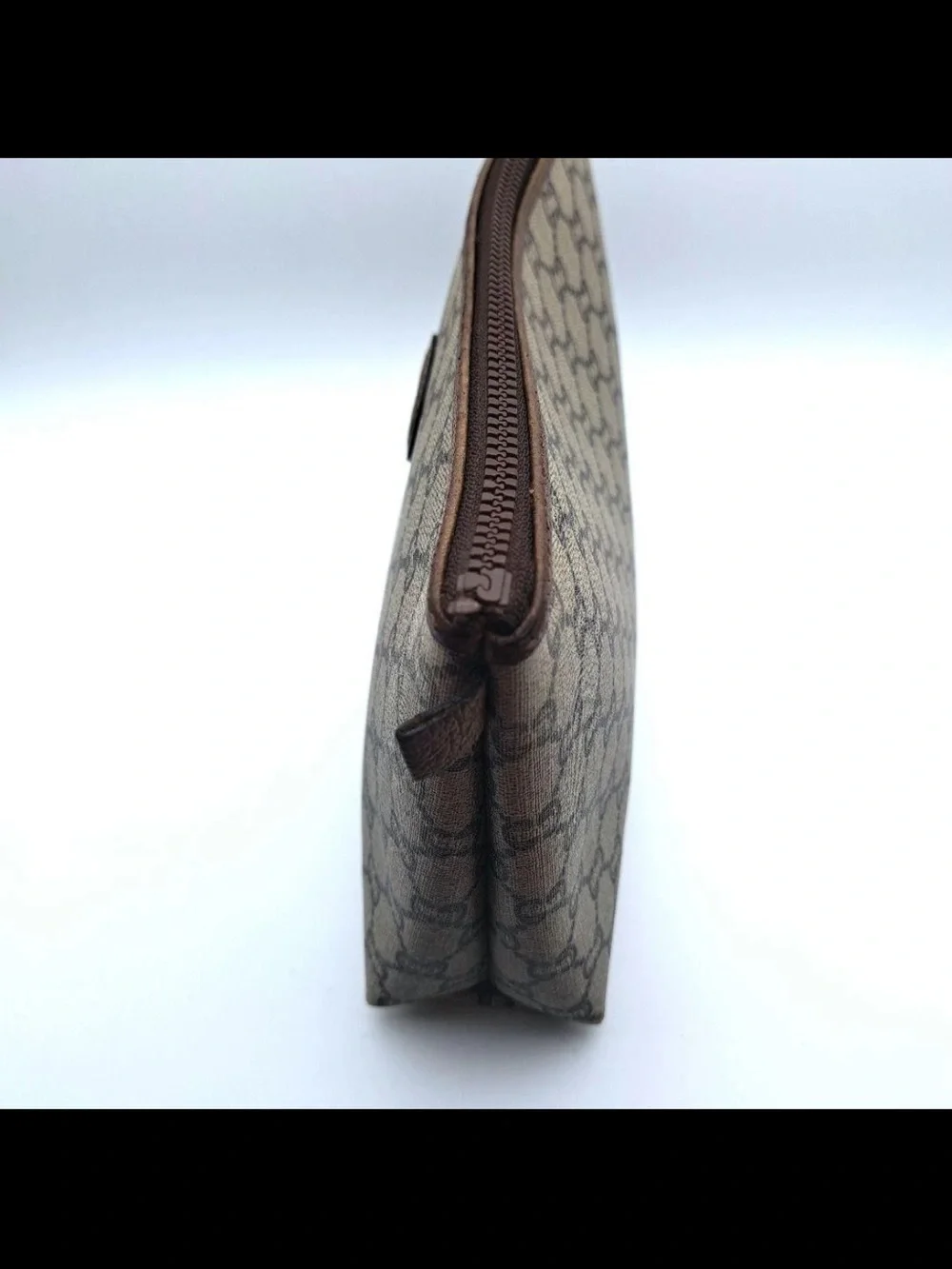 Gucci Beige Brown GG Canvas Wrist Pouch